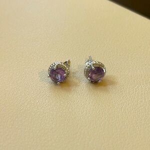 Dee Berkley Sterling Silver Purple Amethyst Studs